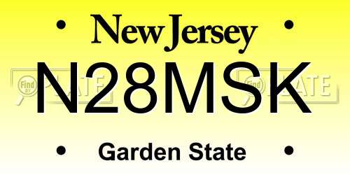 N28MSK New Jersey License Plate
