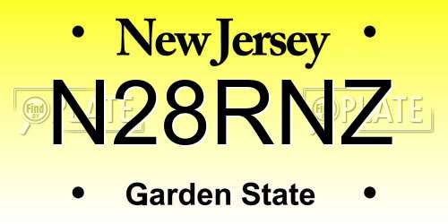 N28RNZ New Jersey License Plate