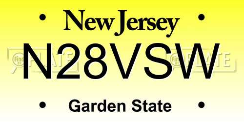 N28VSW New Jersey License Plate
