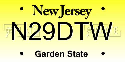 N29DTW New Jersey License Plate
