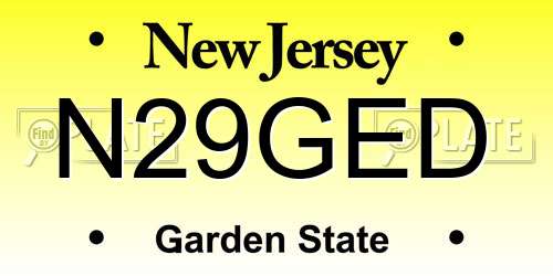 N29GED New Jersey License Plate