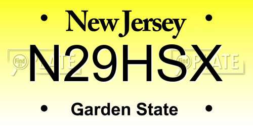 N29HSX New Jersey License Plate