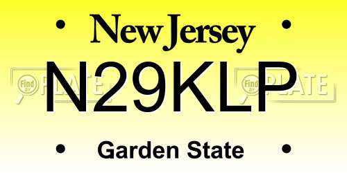 N29KLP New Jersey License Plate