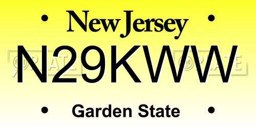 N29KWW New Jersey License Plate