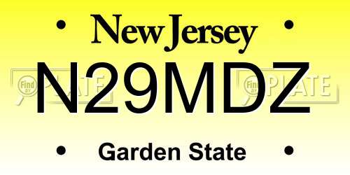 N29MDZ New Jersey License Plate
