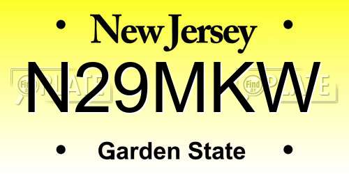 N29MKW New Jersey License Plate