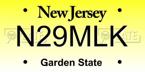 N29MLK New Jersey License Plate