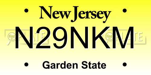 N29NKM New Jersey License Plate
