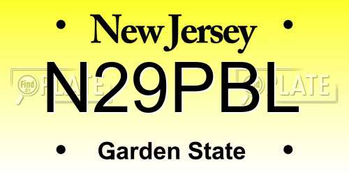 N29PBL New Jersey License Plate
