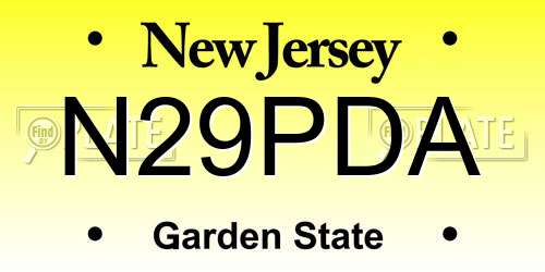 N29PDA New Jersey License Plate