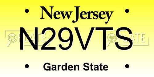 N29VTS New Jersey License Plate
