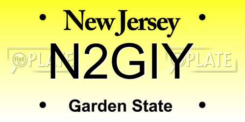 N2GIY New Jersey License Plate