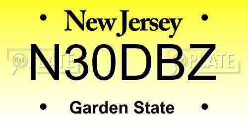 N30DBZ New Jersey License Plate
