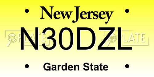 N30DZL New Jersey License Plate