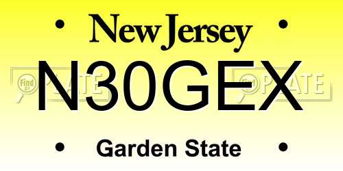 N30GEX New Jersey License Plate