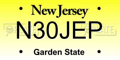 N30JEP New Jersey License Plate