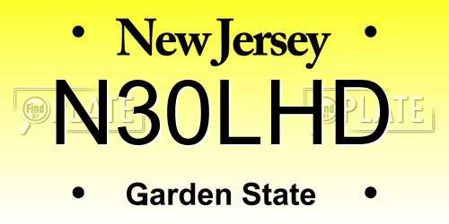 N30LHD New Jersey License Plate