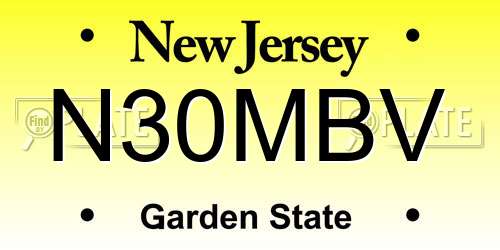 N30MBV New Jersey License Plate