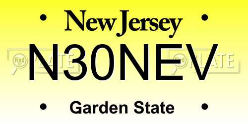 N30NEV New Jersey License Plate