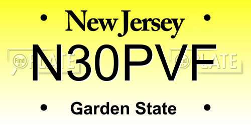 N30PVF New Jersey License Plate