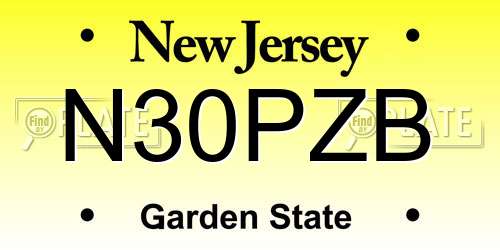 N30PZB New Jersey License Plate