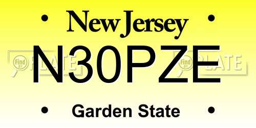 N30PZE New Jersey License Plate