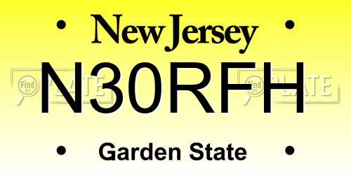 N30RFH New Jersey License Plate