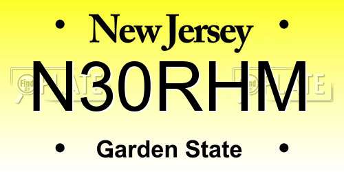 N30RHM New Jersey License Plate
