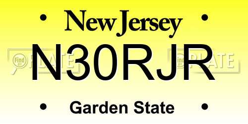 N30RJR New Jersey License Plate