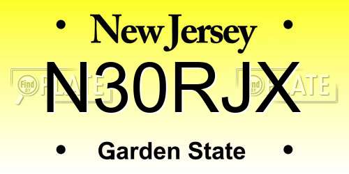 N30RJX New Jersey License Plate