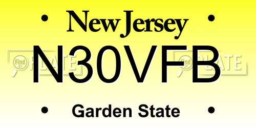 N30VFB New Jersey License Plate