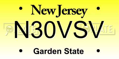 N30VSV New Jersey License Plate