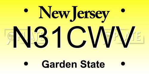 N31CWV New Jersey License Plate