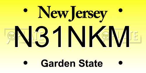 N31NKM New Jersey License Plate