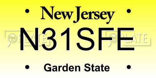 N31SFE New Jersey License Plate