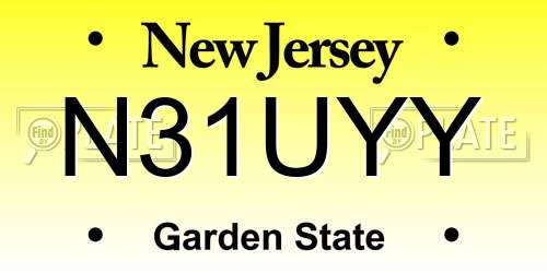 N31UYY New Jersey License Plate