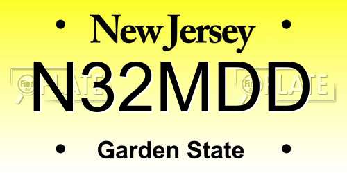 N32MDD New Jersey License Plate