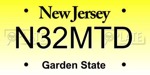 N32MTD New Jersey License Plate