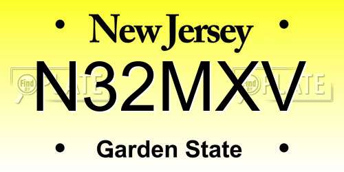 N32MXV New Jersey License Plate