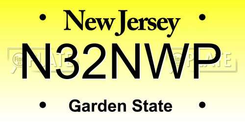 N32NWP New Jersey License Plate