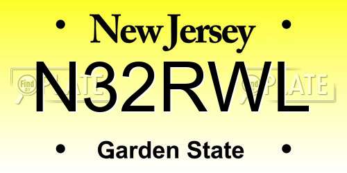 N32RWL New Jersey License Plate
