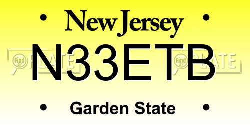 N33ETB New Jersey License Plate