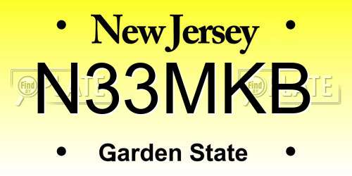 N33MKB New Jersey License Plate