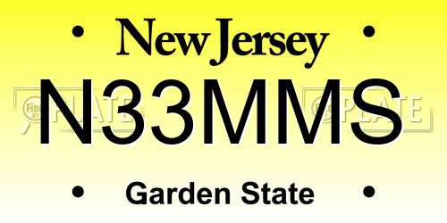 N33MMS New Jersey License Plate