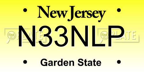 N33NLP New Jersey License Plate
