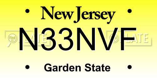 N33NVF New Jersey License Plate