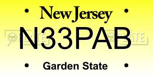 N33PAB New Jersey License Plate