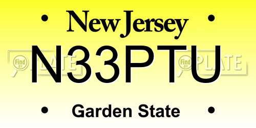 N33PTU New Jersey License Plate