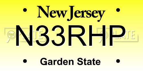 N33RHP New Jersey License Plate