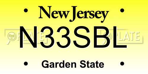 N33SBL New Jersey License Plate